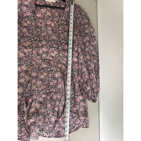 LoveShackFancy Cassidy Dress 6 Pink Floral Puff Sleeve Ocean Breeze Ruffled Mini - Picture 11 of 12